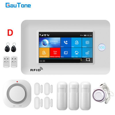 GauTone PG106 namų apsaugos sistema belaidė namų GSM signalizacijos sistemos rinkinys APP valdymas su dūmų detektoriumi lauko sirena