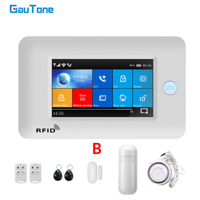 GauTone PG106 namų apsaugos sistema belaidė namų GSM signalizacijos sistemos rinkinys APP valdymas su dūmų detektoriumi lauko sirena