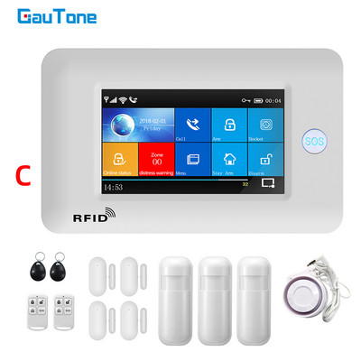 GauTone PG106 namų apsaugos sistema belaidė namų GSM signalizacijos sistemos rinkinys APP valdymas su dūmų detektoriumi lauko sirena
