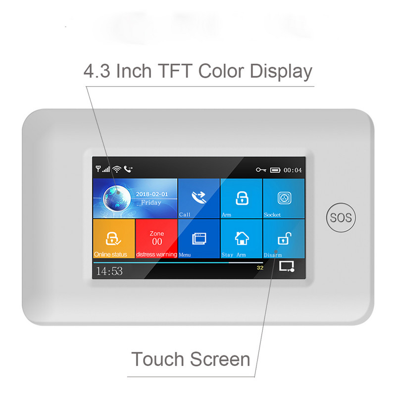 GauTone PG106 namų apsaugos sistema belaidė namų GSM signalizacijos sistemos rinkinys APP valdymas su dūmų detektoriumi lauko sirena