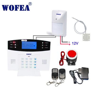 wofea LCD дисплей безжична кабелна bruglar GSM алармена система домашен охранителен домофон w кабелен сензор