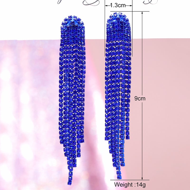 Ilgi kutais nuleidžiami auskarai moterims Mėlyna žalia spalva Kalnų krištolinis krištolo kabantys auskarai Vestuviniai papuošalai