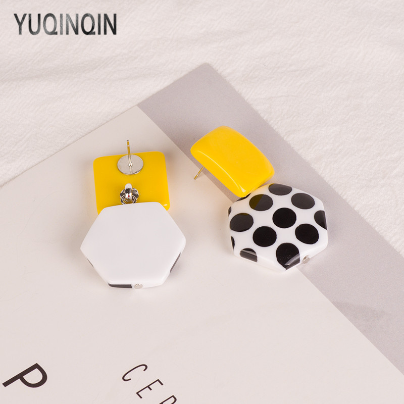 Винтидж големи/акрилни/капкови/дълги обеци за жени Изящни елегантни летни обеци на петна от смола Модни бижута Висящи Brincos