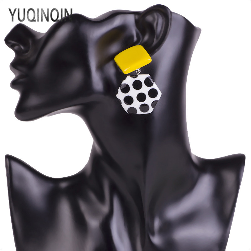 Винтидж големи/акрилни/капкови/дълги обеци за жени Изящни елегантни летни обеци на петна от смола Модни бижута Висящи Brincos