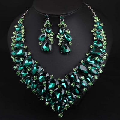 Didelis vandens lašas, pilnas krištolinis vestuvinių papuošalų rinkiniai, nuotakos sidabro spalvos raktikaulio grandinės karoliai, gimtadienio dovana moterims