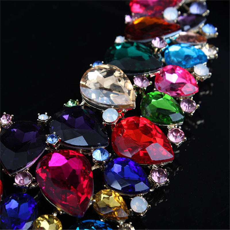 Didelis vandens lašas, pilnas krištolinis vestuvinių papuošalų rinkiniai, nuotakos sidabro spalvos raktikaulio grandinės karoliai, gimtadienio dovana moterims