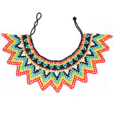 Африкански етнически племенни цветни мъниста лигавник чокър колие обеци комплект за жени булка бохемски индийски яки шал бижута