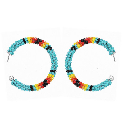 Африкански етнически племенни цветни мъниста лигавник чокър колие обеци комплект за жени булка бохемски индийски яки шал бижута