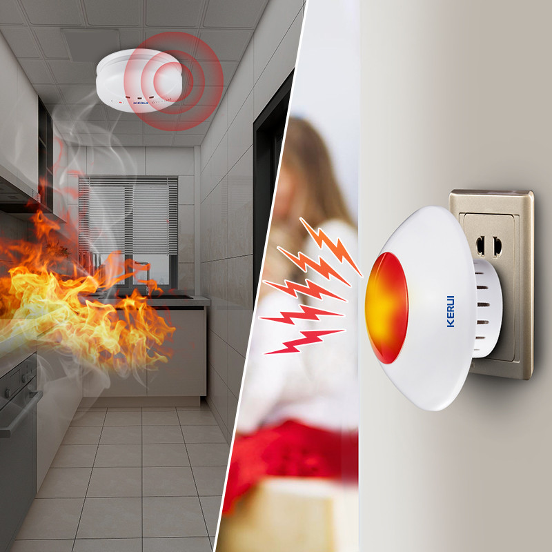 KERUI otthoni biztonsági vezeték nélküli 433 MHz egyszerű riasztórendszer villogó beltéri sziréna ajtóérzékelő infravörös érzékelő távirányító készlet
