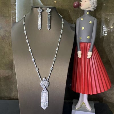 Prabangūs jankelly 2vnt vestuvinių cirkonio papuošalų rinkiniai moterų vakarėliui, prabangūs Dubajaus Nigerijos krištoliniai vestuvių papuošalų rinkiniai