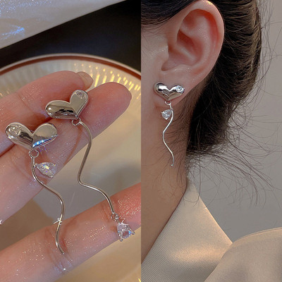 Cercei cu zircon cu flori de trandafir de lux coreeană pentru femei, flori de cristal, imitație de perle, cercei rafinat, bijuterii de petrecere