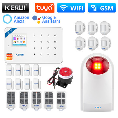 KERUI W181 Tuya išmanioji signalizacijos sistema WIFI GSM signalizacijos namų rinkinys Alexa Smart Life judesio jutiklis, durų jutiklis, garsiakalbis sirena