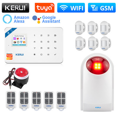KERUI W181 Tuya išmanioji signalizacijos sistema WIFI GSM signalizacijos namų rinkinys Alexa Smart Life judesio jutiklis, durų jutiklis, garsiakalbis sirena
