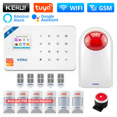 KERUI W181 Tuya išmanioji signalizacijos sistema WIFI GSM signalizacijos namų rinkinys Alexa Smart Life judesio jutiklis, durų jutiklis, garsiakalbis sirena