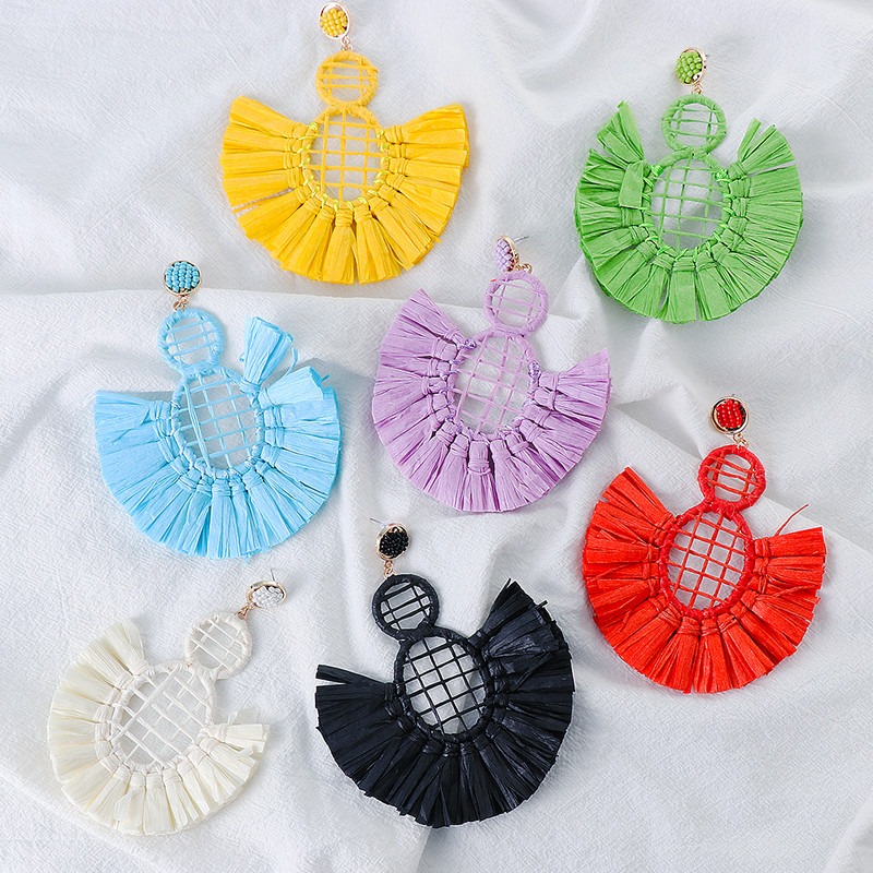 Nauji madingi dideli perdėto stiliaus kutai auskarai Boho estetiški auskarai moterims Prabangūs vestuvėms pageidaujama meilės žolės dovana 2023 m.