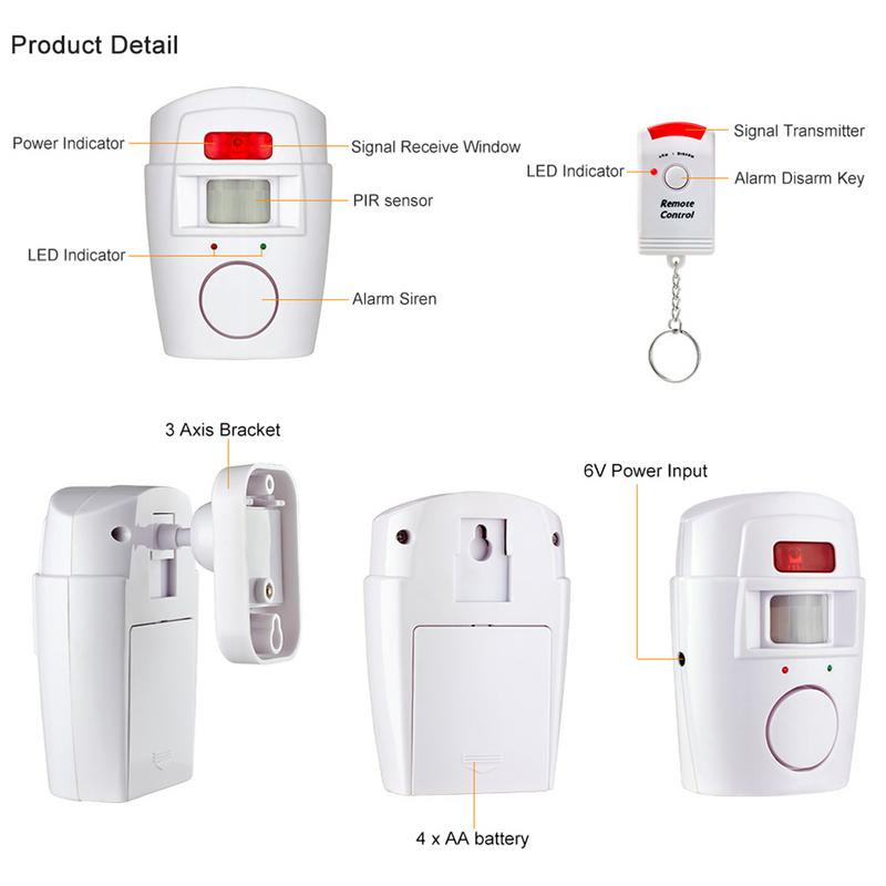Mozgásérzékelős riasztó távirányító infravörös vezeték nélküli ajtó ablak otthoni riasztás vezeték nélküli mozgásérzékelő érzékelő távirányító riasztó