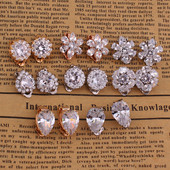 GRACE JUN 12 Színek AAA köbös cirkon könnycsepp geometrikus klip fülbevalón áttört nélkül női parti esküvői báj fülcsipesz Új