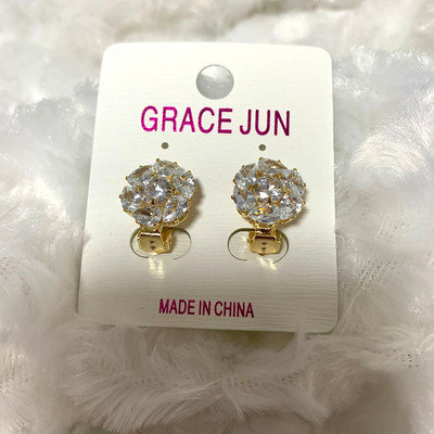 GRACE JUN 12 Színek AAA köbös cirkon könnycsepp geometrikus klip fülbevalón áttört nélkül női parti esküvői báj fülcsipesz Új