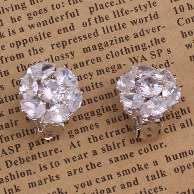 GRACE JUN 12 Színek AAA köbös cirkon könnycsepp geometrikus klip fülbevalón áttört nélkül női parti esküvői báj fülcsipesz Új