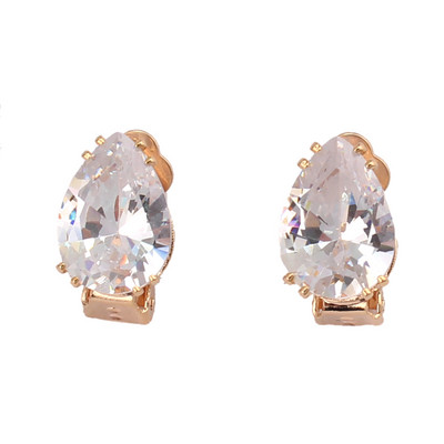 GRACE JUN 12 Színek AAA köbös cirkon könnycsepp geometrikus klip fülbevalón áttört nélkül női parti esküvői báj fülcsipesz Új