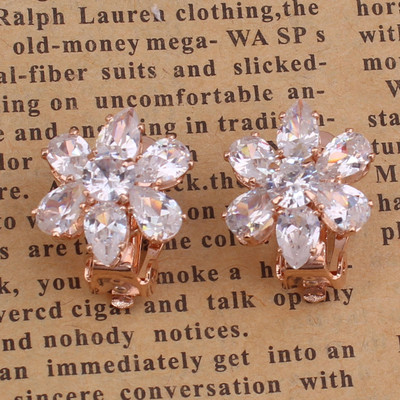 GRACE JUN 12 Színek AAA köbös cirkon könnycsepp geometrikus klip fülbevalón áttört nélkül női parti esküvői báj fülcsipesz Új