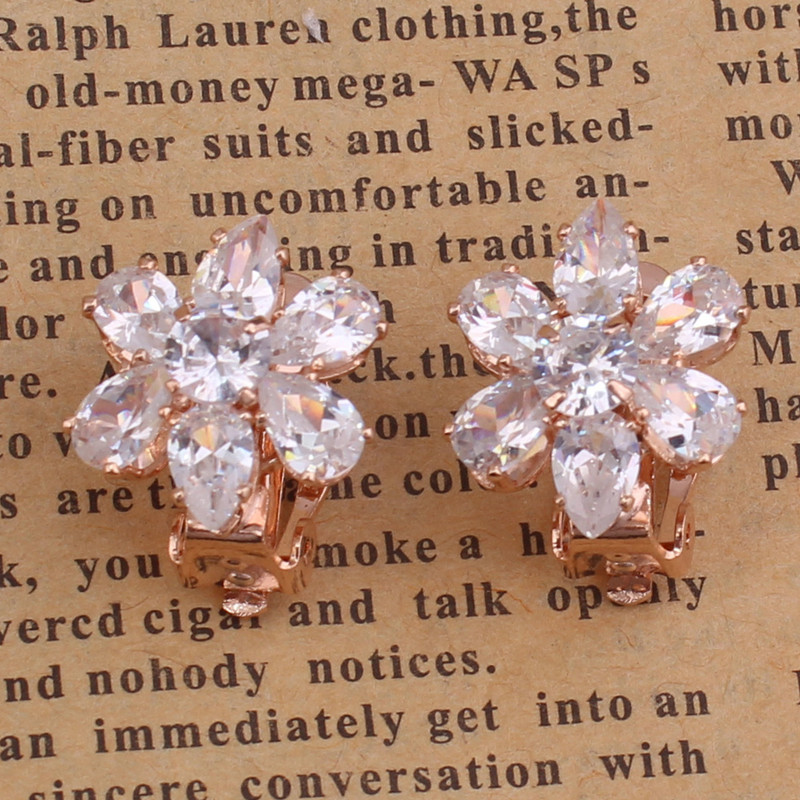 GRACE JUN 12 Színek AAA köbös cirkon könnycsepp geometrikus klip fülbevalón áttört nélkül női parti esküvői báj fülcsipesz Új