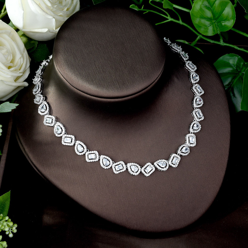 HIBRIDE Novi svjetlucavi komplet nakita od kubičnih cirkona Vjenčani kvadratni oblik 4 komada Ogrlica Nakit Vjenčani set Ženski bijoux mariage N-1084