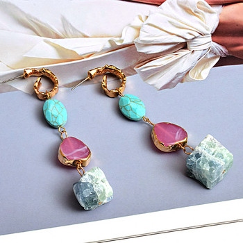 Нови цветни дълги неправилни обеци от естествен камък Висококачествени ръчно изработени капкови обеци Модни бижута Аксесоари за жени
