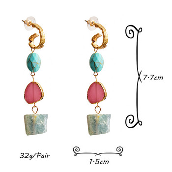 Нови цветни дълги неправилни обеци от естествен камък Висококачествени ръчно изработени капкови обеци Модни бижута Аксесоари за жени