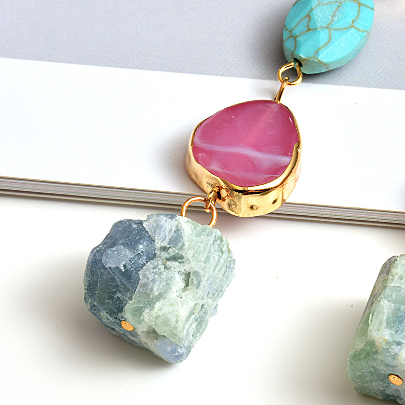 Nove šarene duge nepravilne naušnice od prirodnog kamena visokokvalitetne ručno izrađene naušnice s modnim nakitom za žene