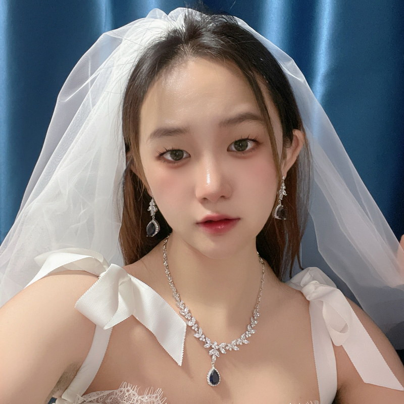 WEIMANJINGDIAN prekės ženklo mėlynos ašaros ir markizės kubinio cirkonio CZ krištoliniai karoliai ir auskarai vestuvinių papuošalų rinkinys