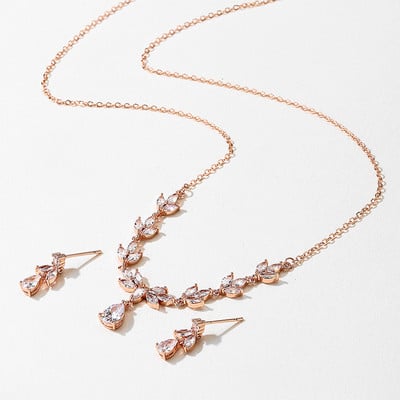 ZAKOL cirkonio prekės ženklo madingi balti CZ cirkonio lapų auskarai karolių rinkinys moterims Vestuvių papuošalų gamyklos kaina