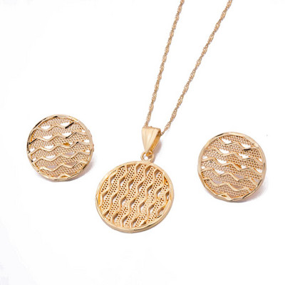 Luxus 24k Dubai arany színű ékszer készletek nőknek indiai menyasszonyi etiópia nyaklánc fülbevaló afrikai indiai esküvői szett feleség ajándék