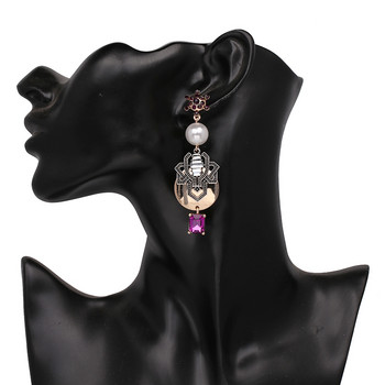 JURAN Многоцветни изящни обеци със симулирана перла за жени Сватбени бижута Нова мода Луксозни висящи обеци с талисман