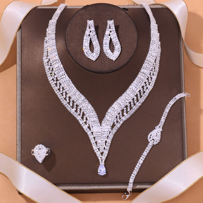 Stonefans Prabangus raudonas tuščiaviduris Kalnų krištolas nuotakos papuošalų rinkinys moterims Crystal Water Drop vestuvių Dubajaus rinkinys mados šou aksesuarai