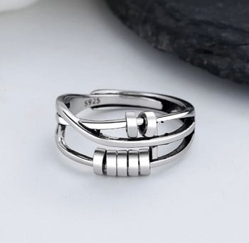 Изискани пръстени за безпокойство за жени Runner Fidget Anxiety Ring с мъниста Регулируем въртящ се антистрес пръстен Релефни бижута Подаръци