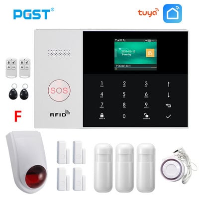 PGST PG105 TUYA Охранителна алармена система със слънчева безжична сирена RFID Домашна охранителна аларма за кражба Домашен комплект Smart Life APP Control