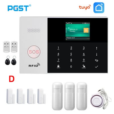 PGST PG105 TUYA Охранителна алармена система със слънчева безжична сирена RFID Домашна охранителна аларма за кражба Домашен комплект Smart Life APP Control