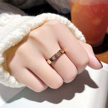 Μοντέρνο δαχτυλίδι αγάπης από ανοξείδωτο ατσάλι ροζ χρυσό για γυναίκες Ανδρικό ζευγάρι Λαμπερά δαχτυλίδια ζιργκόν Κοσμήματα Δώρο γάμου