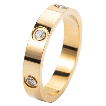 Модерен любовен пръстен от розово злато от неръждаема стомана за жени, мъже, двойка, лъскави пръстени с циркон, бижута, сватбен подарък