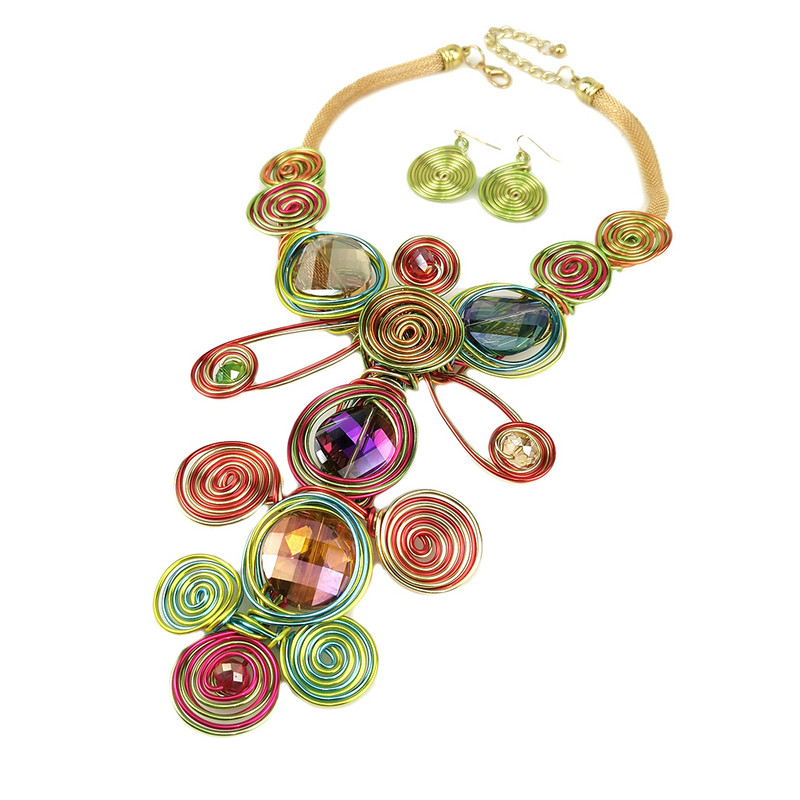 MANILAI Prabangus rankų darbo Statement papuošalų rinkinys moterims Vestuvių mados krištolo metalo auskarai pakabukų karolių rinkiniai įvairiaspalviai