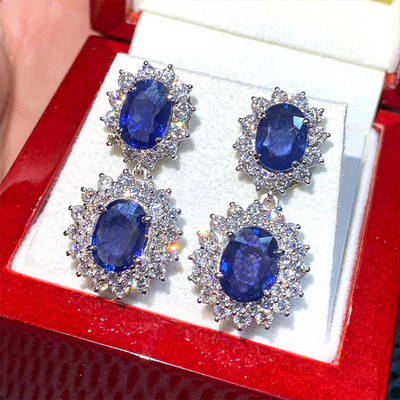 Huitan Noble Blue CZ visiace náušnice pre ženy zásnubné svadobné párty elegantné dámske doplnky moderné šperky vysokej kvality