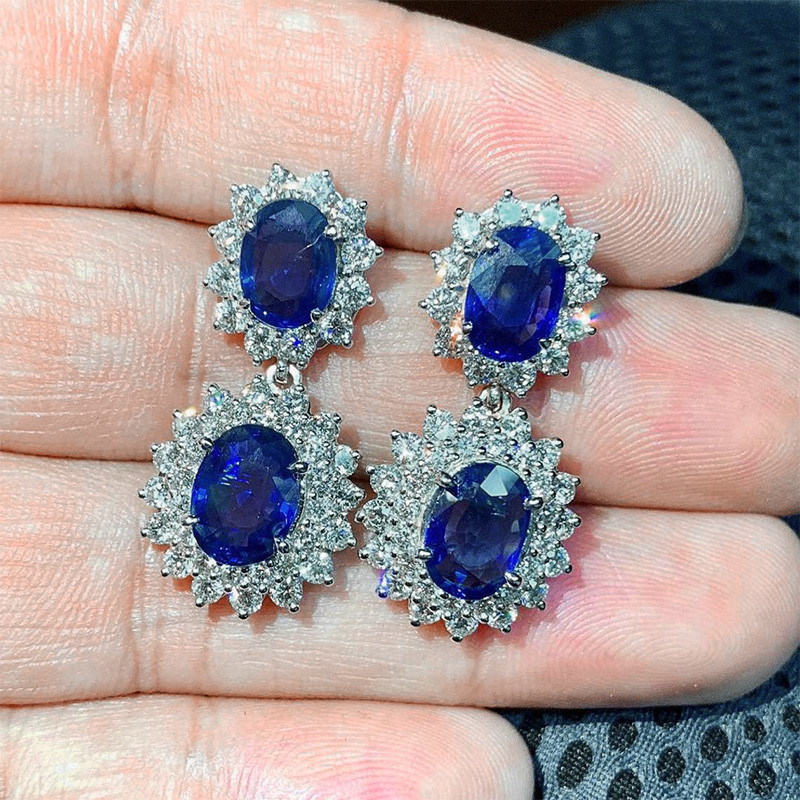 Huitan Noble Blue CZ Dangle auskarai moterims sužadėtuvių vakarėliui Elegantiški moteriški aksesuarai Madingi papuošalai Aukšta kokybė