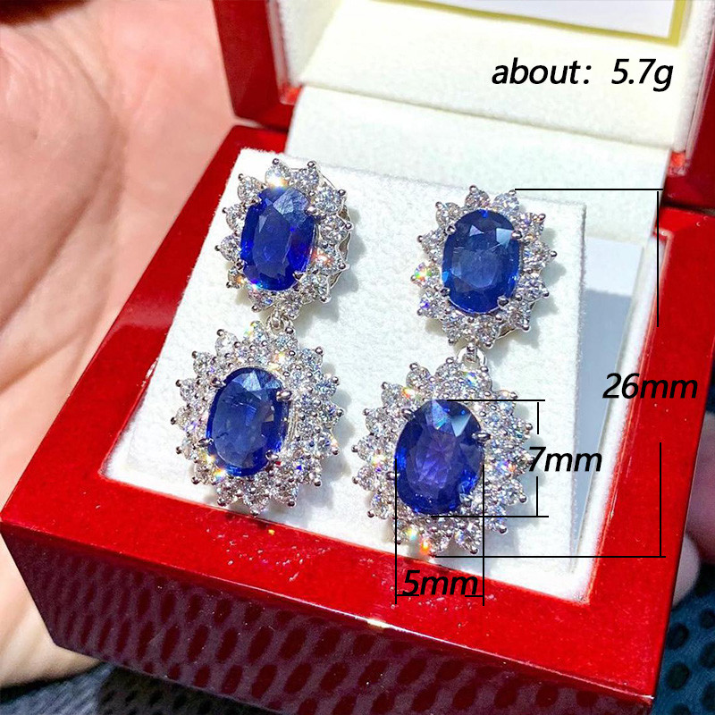 Huitan Noble Blue CZ Dangle auskarai moterims sužadėtuvių vakarėliui Elegantiški moteriški aksesuarai Madingi papuošalai Aukšta kokybė