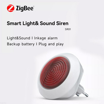 Tuya Zigbee Smart Sirene 110vt-220vt Sirena Alarma 100dB Безжична алармена система Контрол на сигурността чрез SmartLife APP Gateway