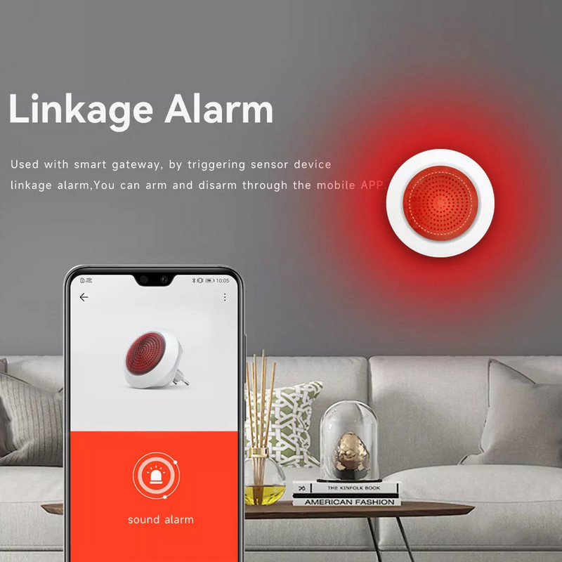 Tuya Zigbee Smart Sirene 110vt-220vt Sirena Alarma 100dB belaidė signalizacijos sistemos saugos valdymas per SmartLife APP šliuzą