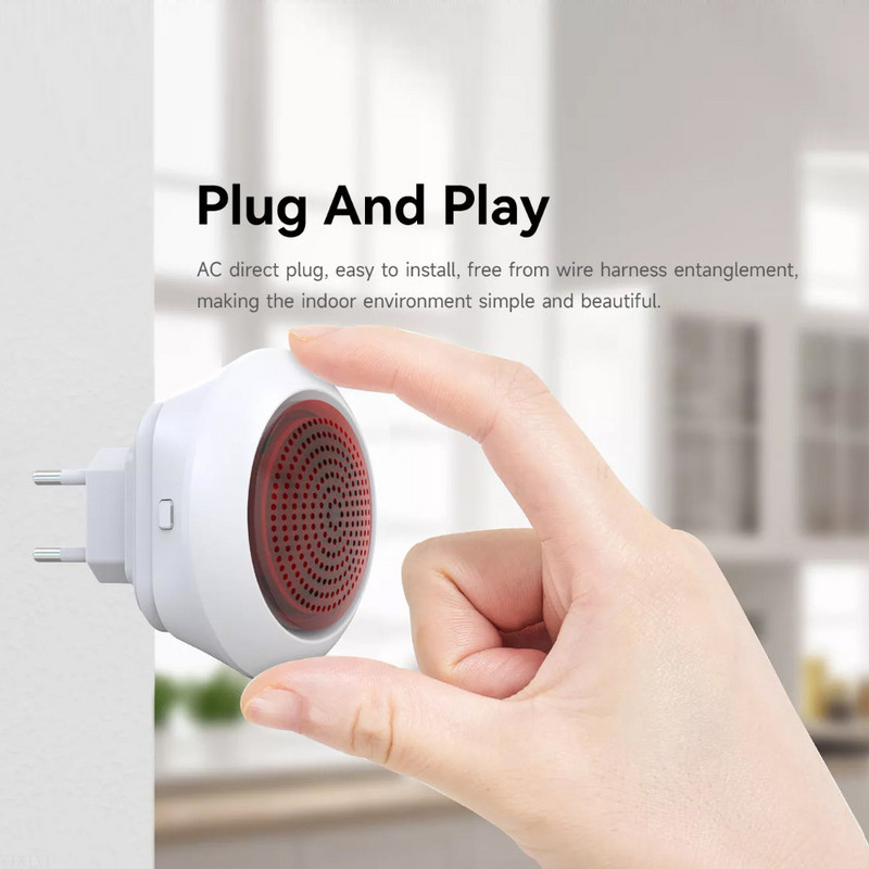 Tuya Zigbee Smart Sirene 110vt-220vt Sirena Alarma 100dB belaidė signalizacijos sistemos saugos valdymas per SmartLife APP šliuzą