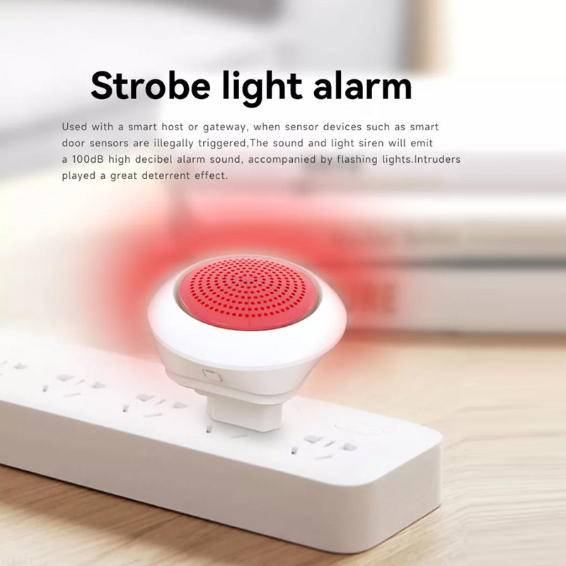 Tuya Zigbee Smart Sirene 110vt-220vt Sirena Alarma 100dB belaidė signalizacijos sistemos saugos valdymas per SmartLife APP šliuzą