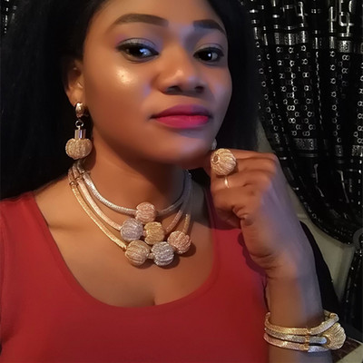 Fani Exquisite Dubajaus aukso spalvingų papuošalų rinkinys Nigerijos vestuvių moters aksesuarų papuošalų rinkinys Afrikos karoliukai kostiumų papuošalų rinkinys