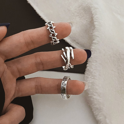 IPARAM Bohemian Geometric Hollw Out platus žiedų rinkinys, moteriškas senovinis drugelio žiedas, jungtinis žiedas Boho pirštų žiedai papuošalai